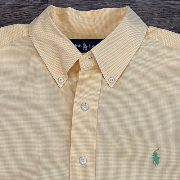 Ralph Lauren‎ Men's Classic Fit Yellow White Short Sleeve Button Down Oxford XL - Picture 1 of 5